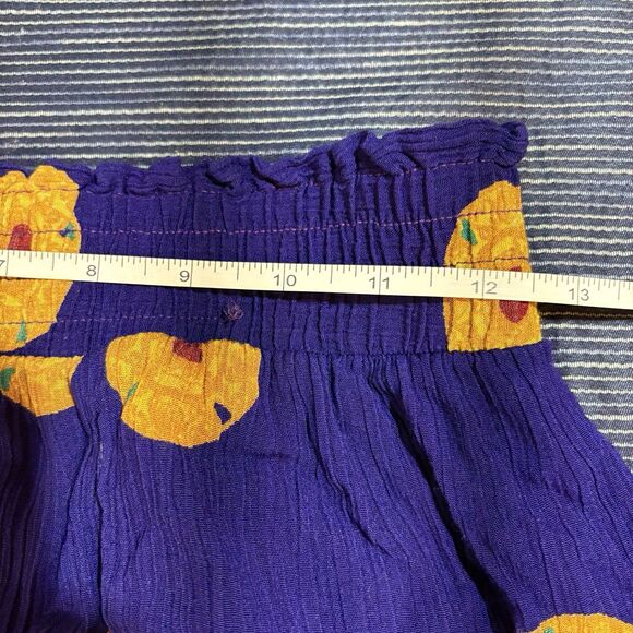 Boho Egyptian Print Skirt Womens M Blue Red Elastic Waist Festival Cottagecore - Picture 6 of 8